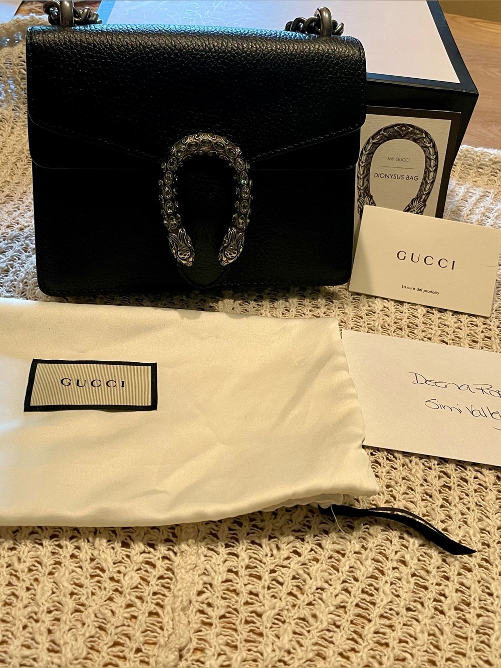 🔥Authentic Gucci Black Leather Dionysus Small Shoulder Bag - Picture 2 of 10
